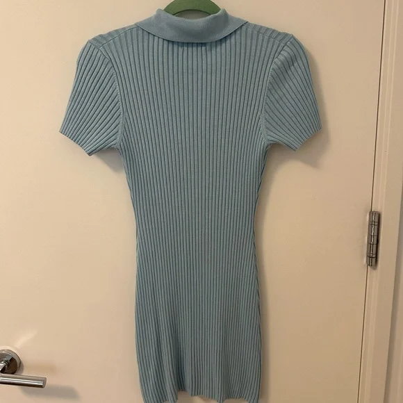 Light Blue Ribbed Mini Dress - Picture 2 of 2